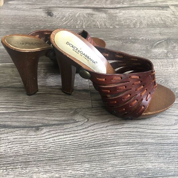 Dolce & Gabbana Vintage Wood Leather Platform sandal - Picture 10 of 14